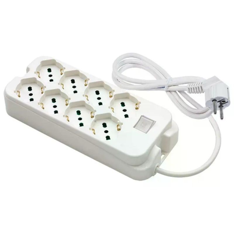 Fanton Omega 47440 Multipresa 8 Prese Bipasso/Schuko 16 A, Cavo 1,5 m, Bianca