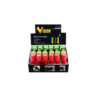 VIGOR-BLINKY Vigor 3427990 Espositore con 24 Torce LED in Gomma Colori Assortiti colore Misto