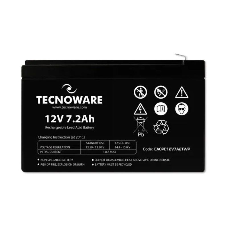 Tecnoware Batteria Ermetica 12V 7,2Ah con Terminali Faston 6,3 mm