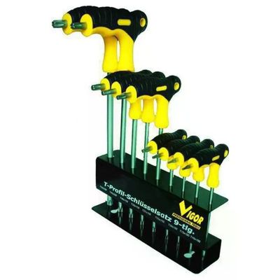 VIGOR-BLINKY Set 9 Cacciaviti Torx con Manico a T VIGOR