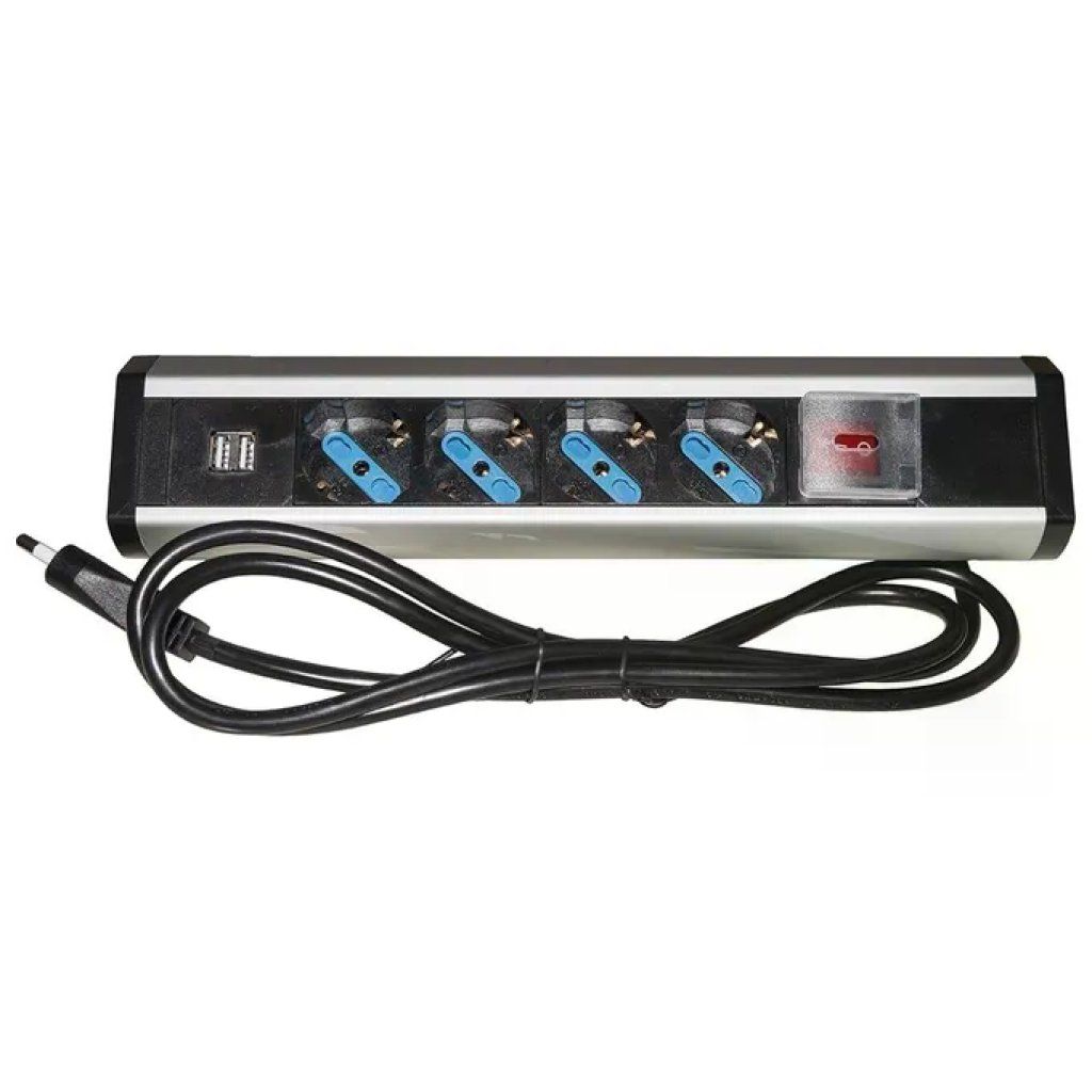 LINK Multipresa da Tavolo 4 Prese Universali, 2 USB e Interruttore