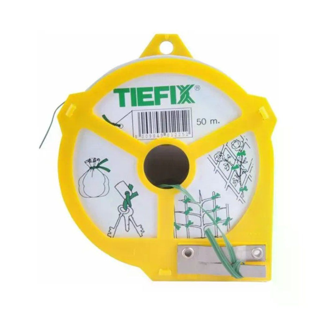 Tiefix Piattina Animata Verde in PVC con Filo Metallico, 50 m, con Dispenser e Taglierina Tiefix Piattina Animata Verde in PVC con Filo Metallico, 50 m, con Dispenser e Taglierina