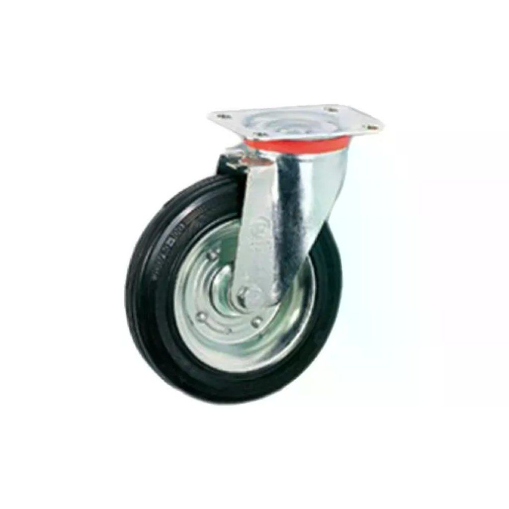 Tellure Rota ruota girevole in gomma nera 100 mm