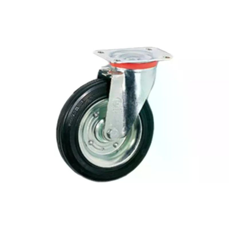 Tellure Rota ruota girevole in gomma nera 100 mm