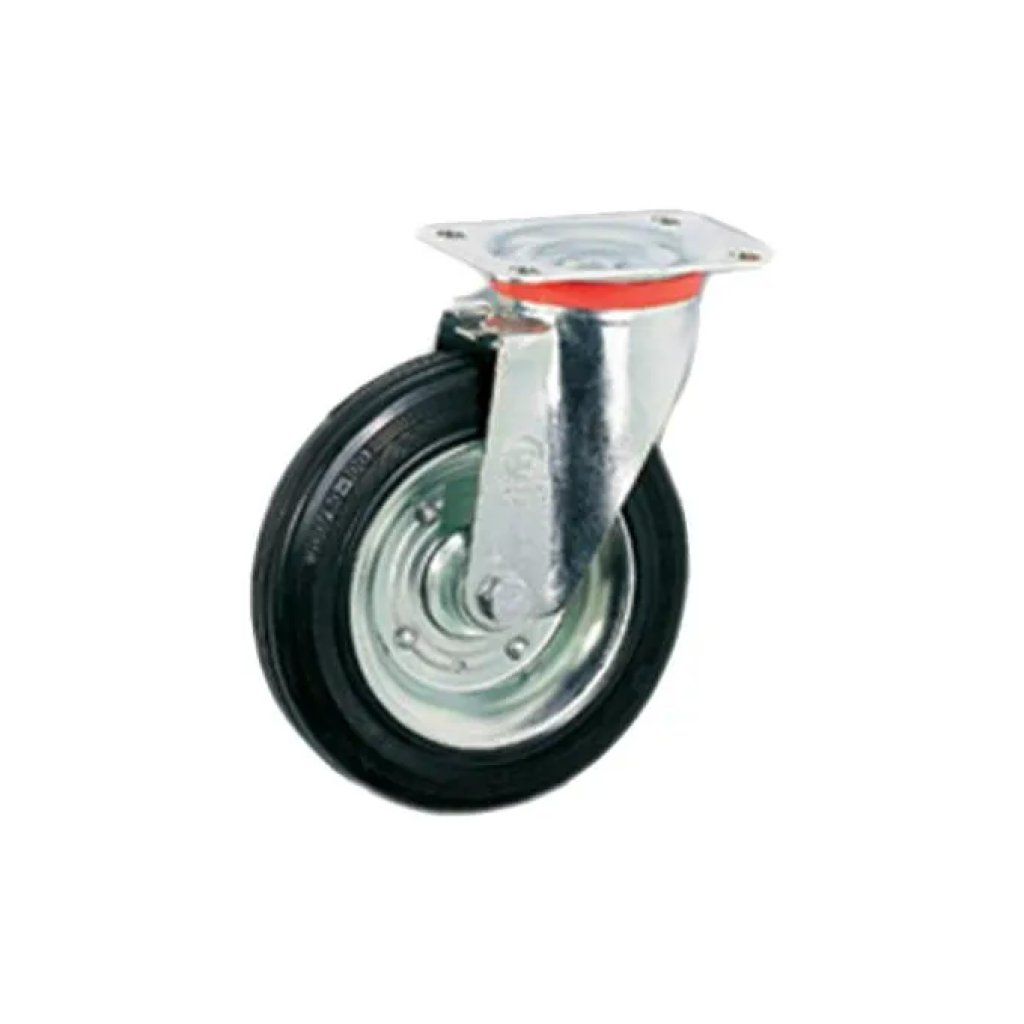 Tellure Rota Ruota girevole in gomma nera 100 mm