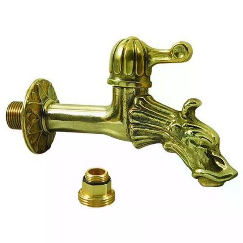 VIGOR-BLINKY Rubinetto per fontana in ottone a leva con rosone, attacco 1/2", drago