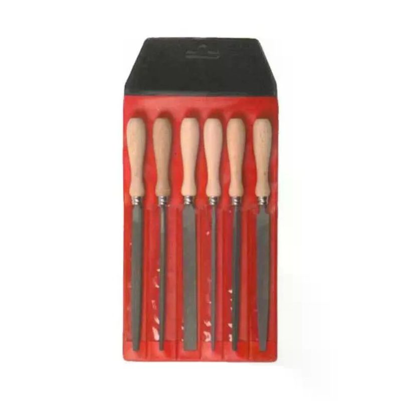 Stella Bianca 1009 – Set di 6 lime per chiavi con manico in legno, 125 mm
