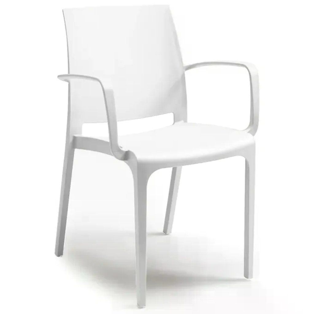 BICA Volga Armchair – Sedia da giardino impilabile bianca con braccioli