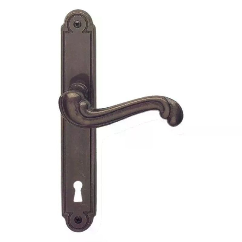 Ghidini Barocco – Coppia di maniglie per porta su placca, ottone brunito, interasse 70 mm
