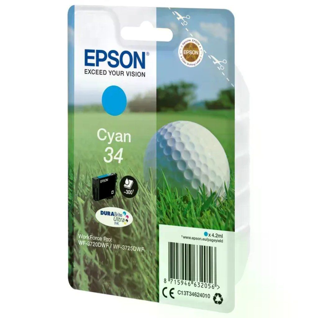 Epson C13T34624010 Pallina da Golf Cartuccia Inkjet DURABrite Ultra 300 pagine 4,2 ml colore Ciano