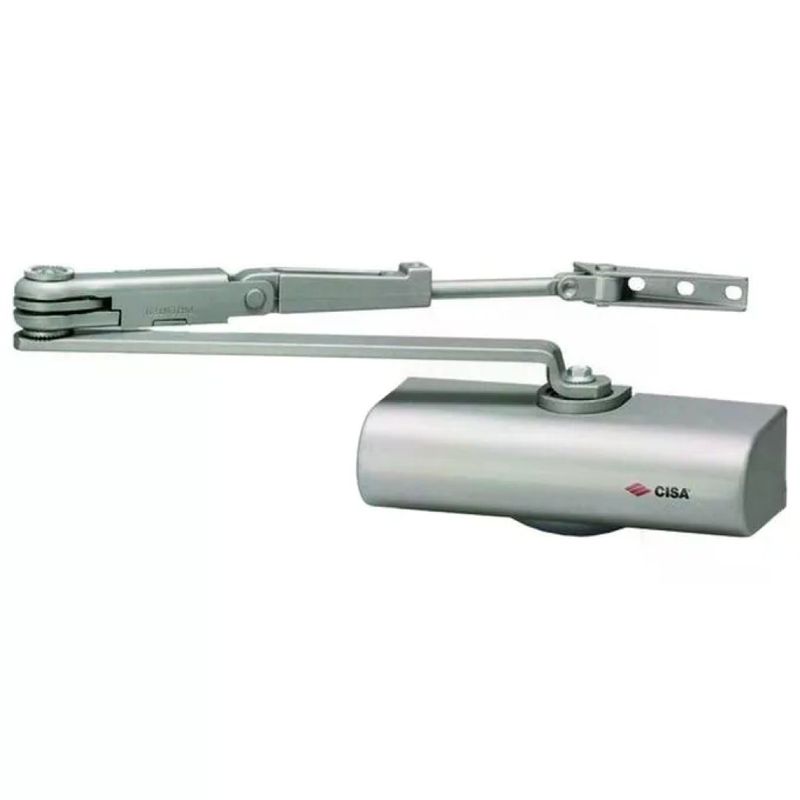 CISA Smart Plus 2 Chiudiporta a Cremagliera EN 2-4 con Braccio con Arresto, Argento