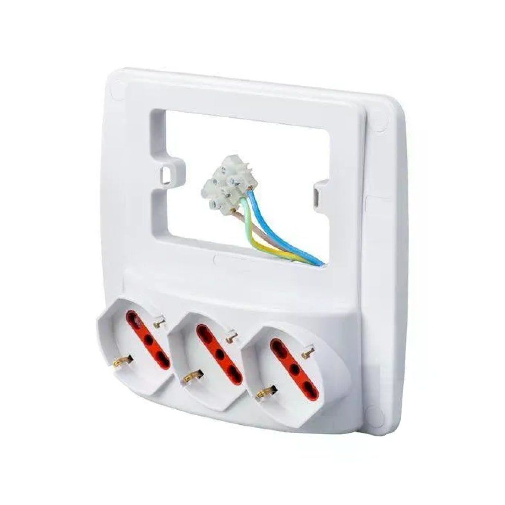 ROSI Emilia Smart RS94132 Multipresa da Parete, 3 Prese Schuko/Bivalenti, 10-16A, 250V, IP20, Bianca