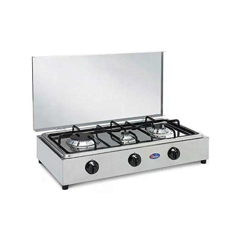 CF PARKER Fornello a gas GPL 3 fuochi inox con piano estraibile