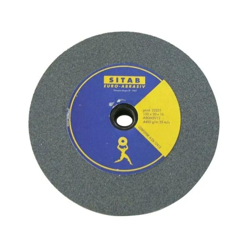 SITAB Mola Abrasiva Vetrificata in Corindone Grigio, 150 mm, Foro 16 mm, Grana 36