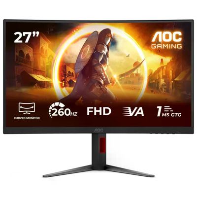AOC monitor gaming curvo 27 pollici C27G4Z2, Full HD 1920x1080, 260 Hz, 1 ms, Fast VA, HDR10