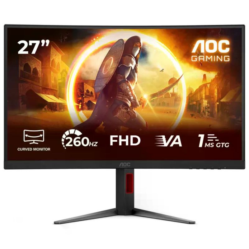 AOC monitor gaming curvo 27 pollici C27G4Z2, Full HD 1920x1080, 260 Hz, 1 ms, Fast VA, HDR10