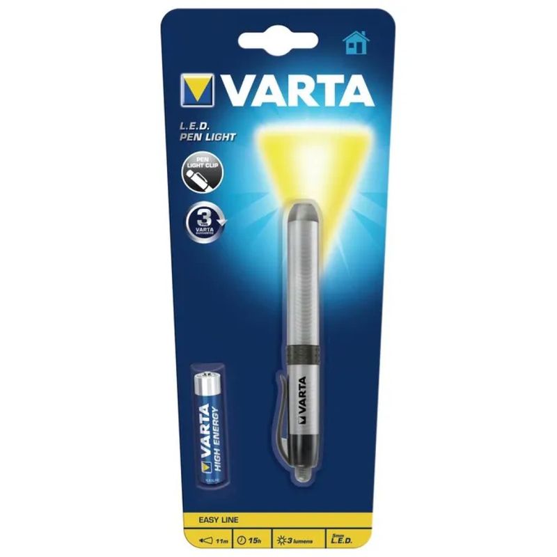 VARTA Penlight LED 3 lm, torcia a penna in alluminio argento