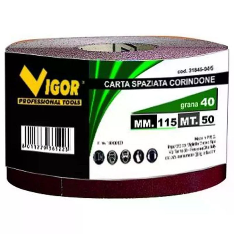VIGOR-BLINKY Carta abrasiva al corindone Vigor, grana 120, 115 mm x 50 m