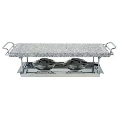 Kaufgut Grill Pietra Naturale con 2 Bruciatori 19x37 cm Acciaio Inox