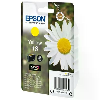 Epson C13T18044012 Serie Margherita 18 Cartuccia Inkjet Claria Home 3.3 ml 180 Pagine colore Giallo Epson C13T18044012 Serie Margherita 18 Cartuccia Inkjet Claria Home 3.3 ml 180 Pagine colore Giallo