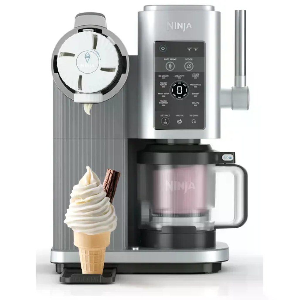 Ninja NC701EU CREAMi Scoop and Swirl Gelatiera 13 Programmi 2 Vasetti 480 ml 800W colore Argento Platino