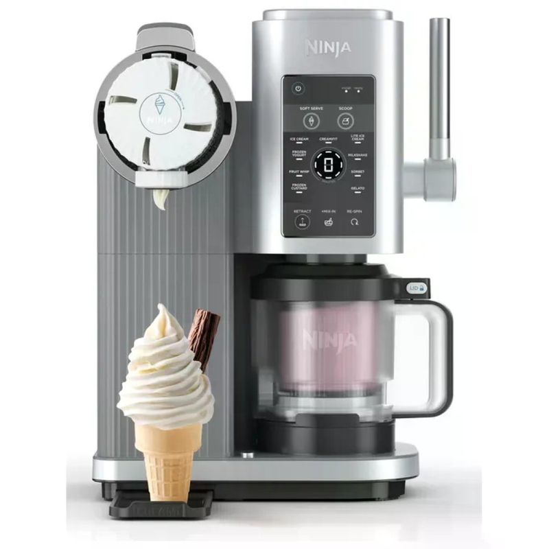 Ninja NC701EU CREAMi Scoop and Swirl Gelatiera 13 Programmi 2 Vasetti 480 ml 800W colore Argento Platino