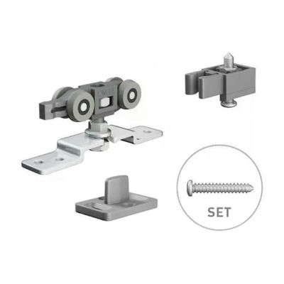 OMGE 1400-07 Kit per Porte Scorrevoli Doppie, 6 Pezzi, Ruote in Nylon da 4,5 cm, Portata 80 kg