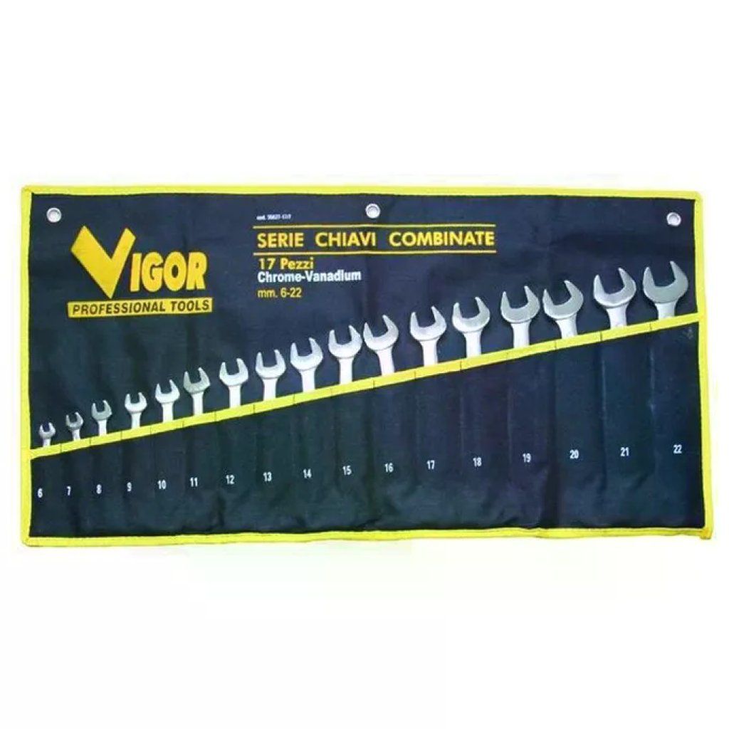 VIGOR-BLINKY VIGOR Serie di 17 Chiavi Combinate CrV DIN 3113, 6–22 mm VIGOR-BLINKY VIGOR Serie di 17 Chiavi Combinate CrV DIN 3113, 6–22 mm