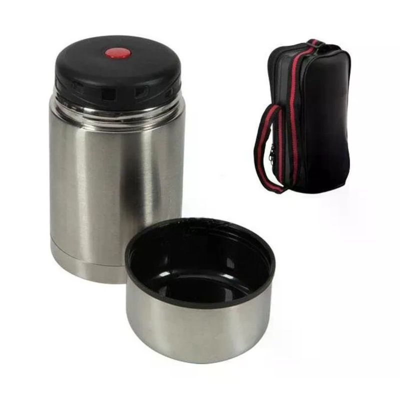 ILSA Portavivande Termico Inox 0,75 L con Custodia – Nero