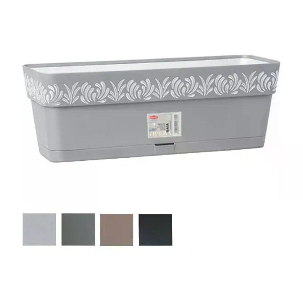 Stefanplast Gaia 88802 – Fioriera rettangolare con riserva d’acqua, 50 cm, tortora