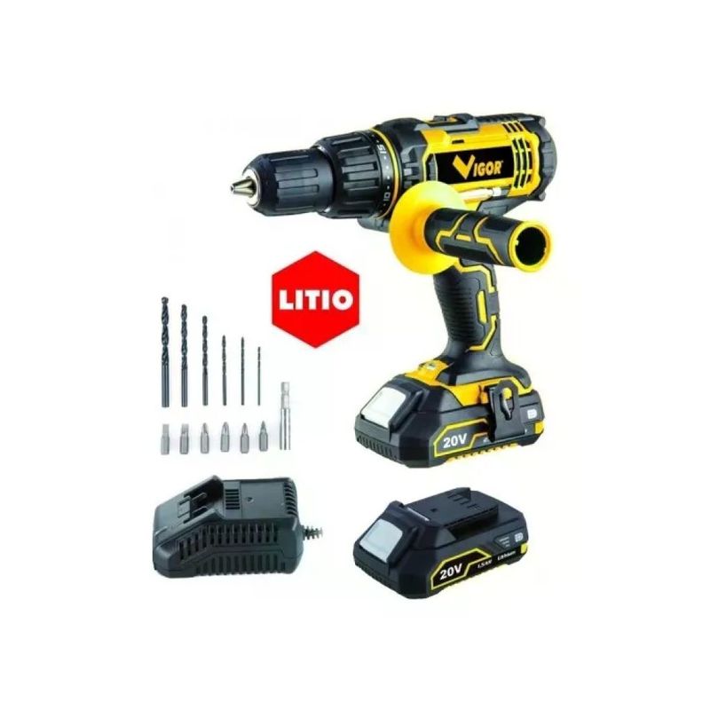 VIGOR-BLINKY VIGOR VI-T20PLI Trapano Avvitatore a Percussione 20V con 2 Batterie