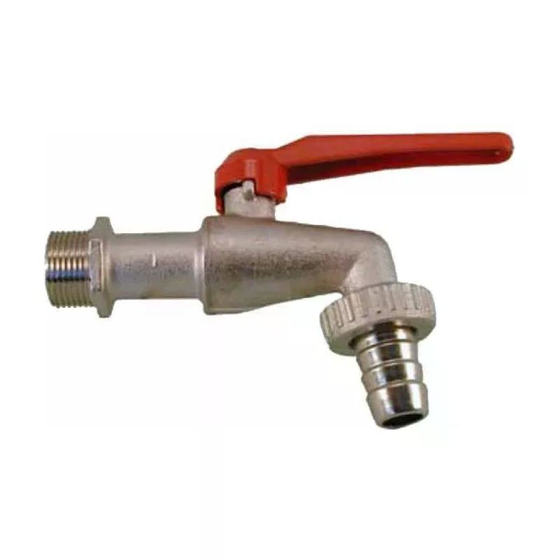 RASTELLI 005025 Rubinetto a sfera in ottone da 1” con portagomma e leva rossa