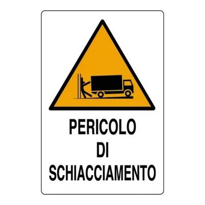 VIGOR-BLINKY Cartello Pericolo Schiacciamento in Alluminio 50 × 35 cm