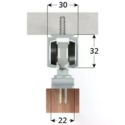 OMGE Kit Binario per Porta Scorrevole in Alluminio, 190 cm, Portata 80 kg