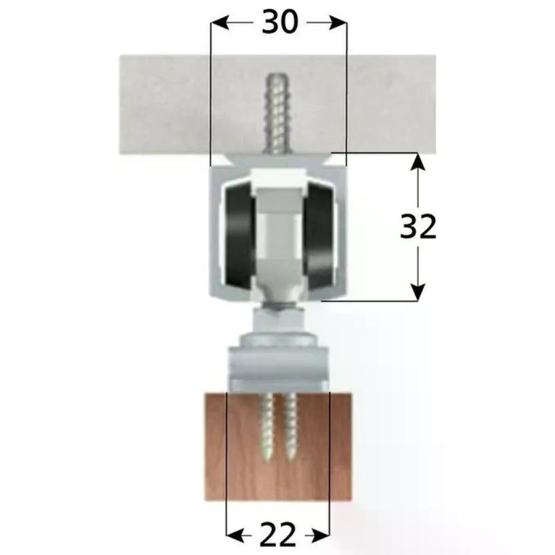 OMGE Kit Binario per Porta Scorrevole in Alluminio, 190 cm, Portata 80 kg