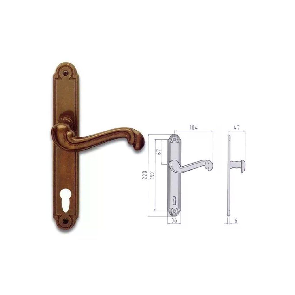 Ghidini Barocco Q8 Yale – Coppia Maniglie in Ottone Brunito