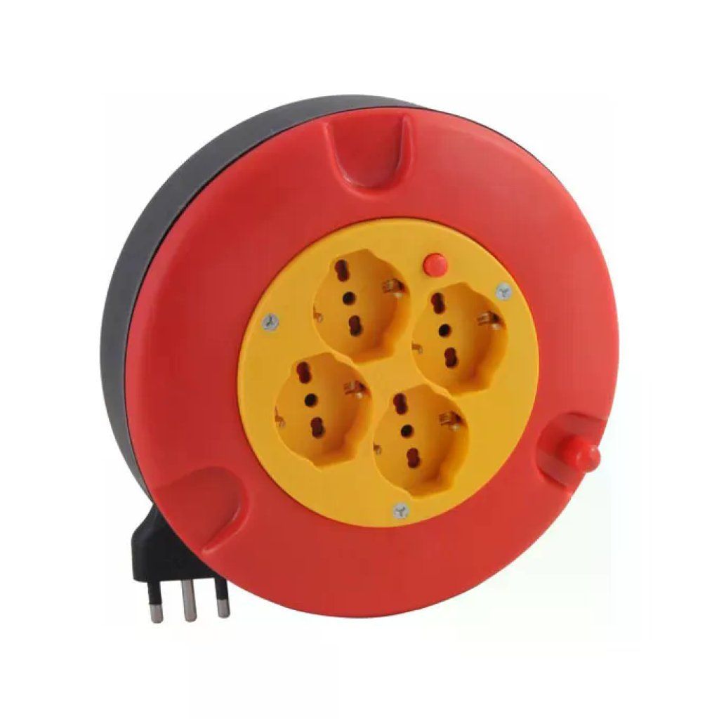 Syntesy CDF07438 Avvolgicavo con 4 prese Schuko/Bipasso, cavo 5 m, 16 A Syntesy CDF07438 Avvolgicavo con 4 prese Schuko/Bipasso, cavo 5 m, 16 A