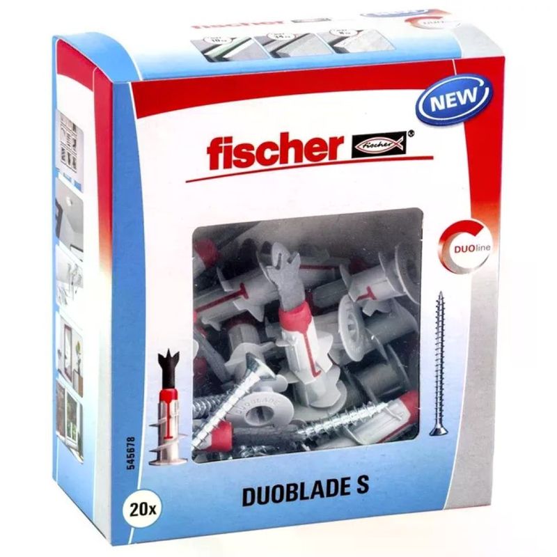 Fischer DUOBLADE S – Tasselli autoforanti per cartongesso con viti, 20 pezzi