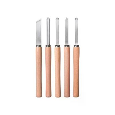 KWB Set da 5 Sgorbie per Tornio con Manici in Legno