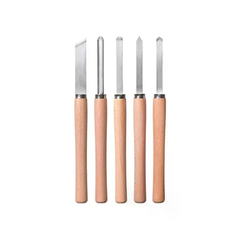 KWB Set da 5 Sgorbie per Tornio con Manici in Legno
