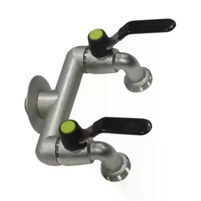 Aquatech 464B Presa Doppia con Rubinetti Indipendenti, Ottone Nichelato, Attacco 1/2" e Uscite 3/4"