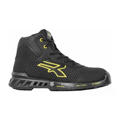 U-Power Joe RV10014 Scarpe Antinfortunistiche Alte S3 CI ESD SRC, Nero/Giallo, Taglia 39