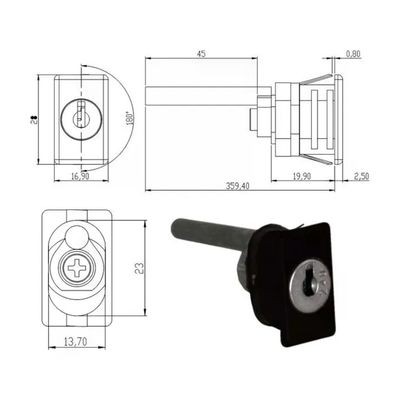 OMR 163395Q Serratura per Mobili a Perno Verticale con 2 Chiavi