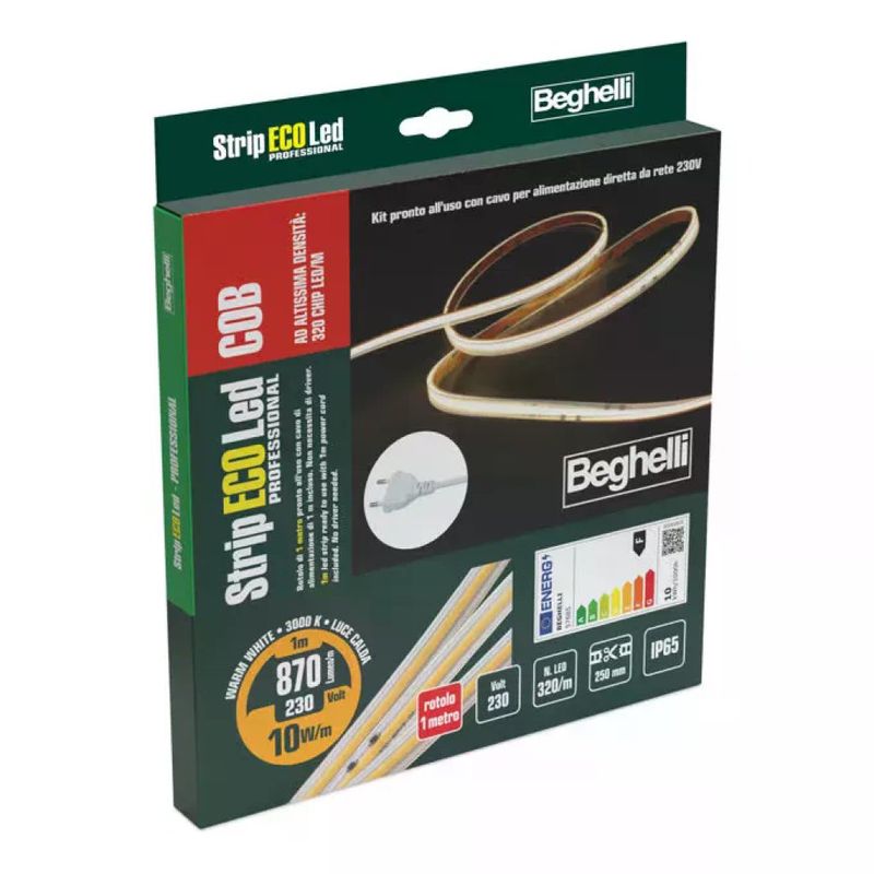 Beghelli Striscia LED COB 10 W 3000 K IP65, 1 m