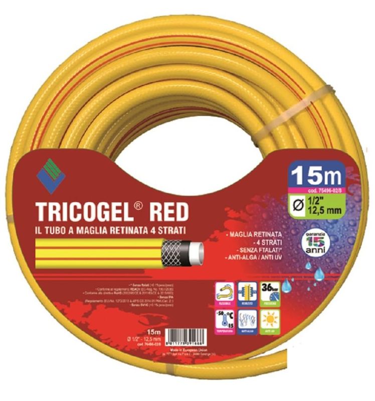 VIGOR-BLINKY FITT Tricogel Red tubo da giardino 4 strati, 50 m, 1”