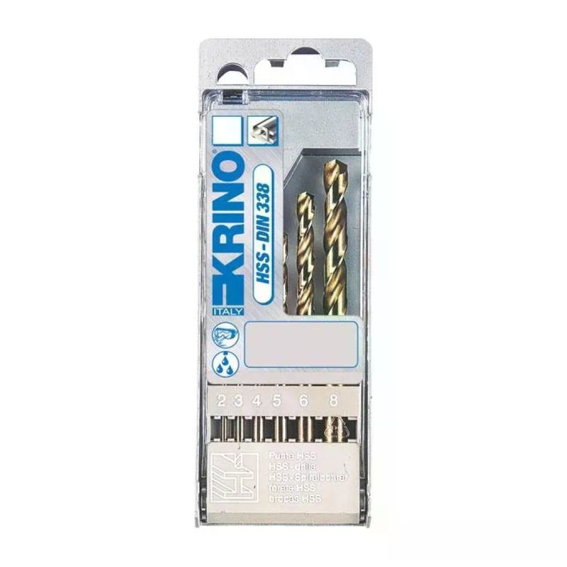 Krino 01135204 Set 6 Punte HSS-Co 8% per Acciaio Inox, 2–8 mm