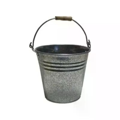 Lady Doc Secchio in Lamiera Zincata 10 L con Manico in Legno