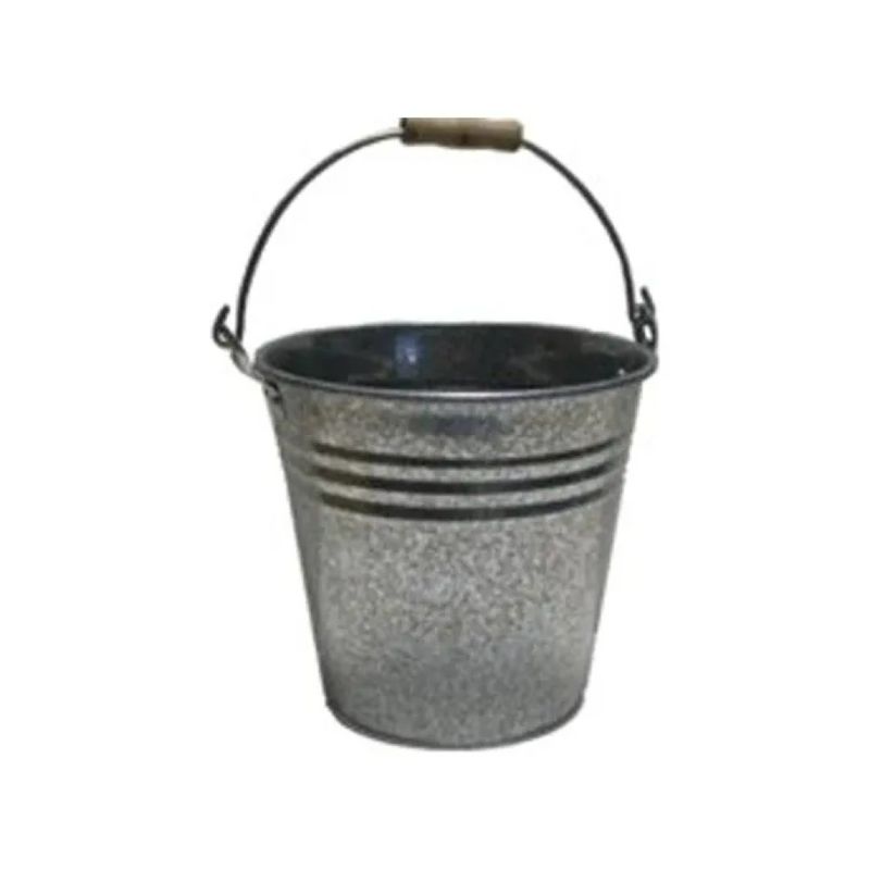 Lady Doc Secchio in Lamiera Zincata 10 L con Manico in Ferro e Impugnatura in Legno