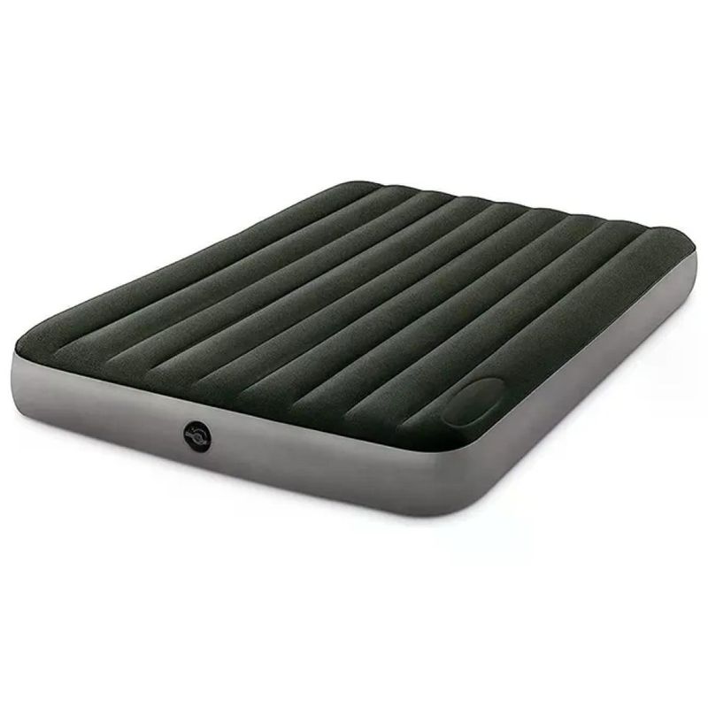 Intex Downy Fiber-Tech Materasso Gonfiabile Matrimoniale 152 x 203 x 25 cm con Pompa a Pedale