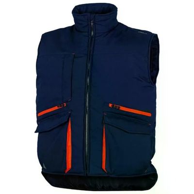 Delta Plus Sierra 2 Gilet Imbottito da Lavoro Multitasche, Blu e Arancio, Taglia L